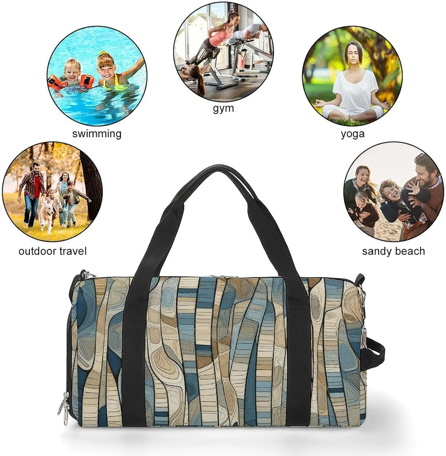 Gym Bag Shape Pattern Duffel Bag for Men Women Overnight Bag with Shoe Compartment Workout Bags