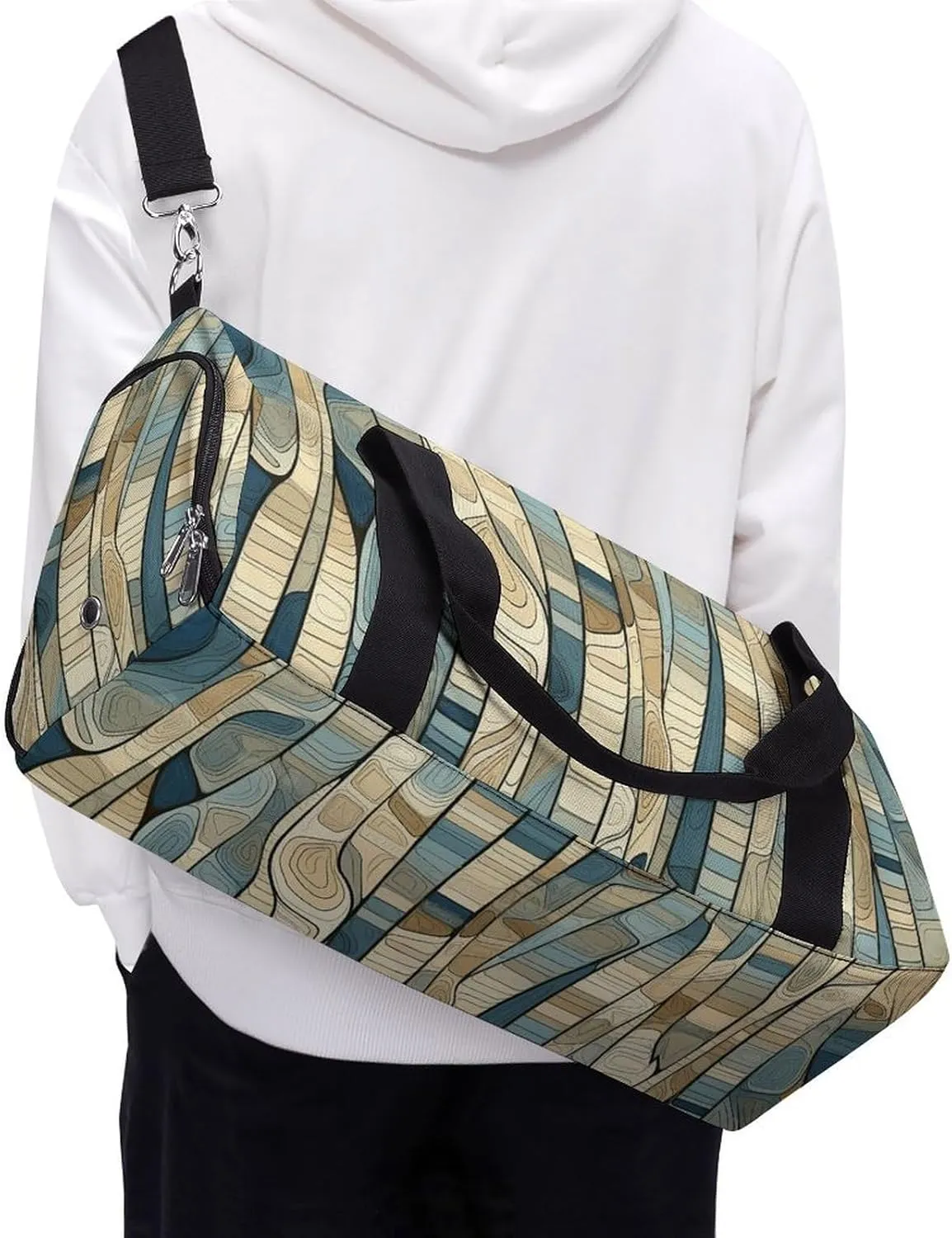 Gym Bag Shape Pattern Duffel Bag for Men Women Overnight Bag with Shoe Compartment Workout Bags