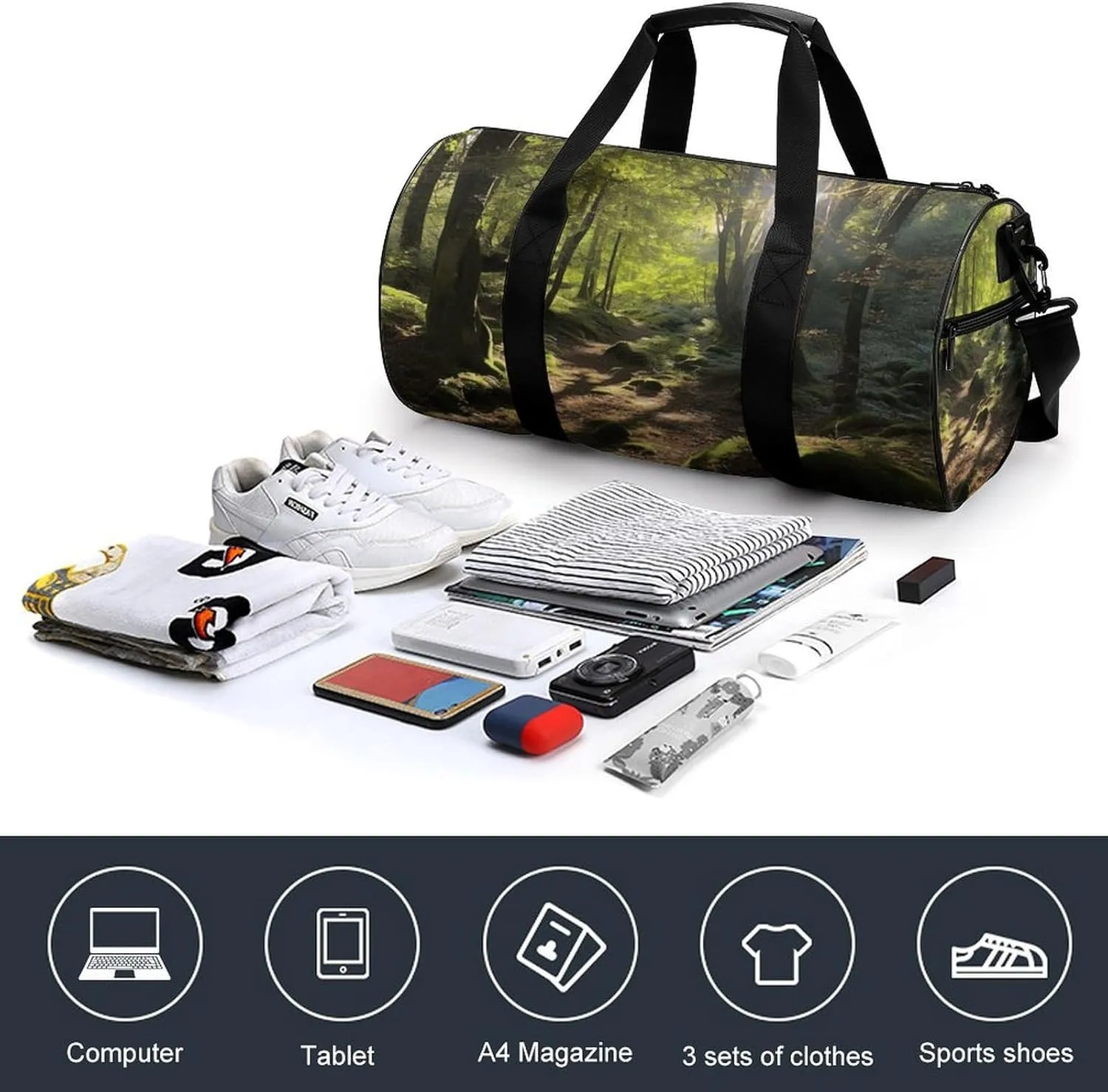 Gym Bag Sunshine in The Woods Duffel Bag for Men Women Overnight Bag with Shoe Compartment Workout Bags