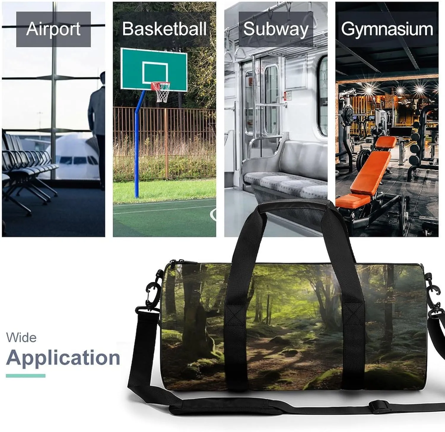 Gym Bag Sunshine in The Woods Duffel Bag for Men Women Overnight Bag with Shoe Compartment Workout Bags