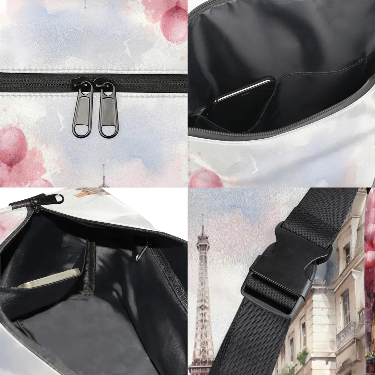Gym Bags for Men 14.8 Inch Lightweight Carry On Bags for Airplanes Waterproof Duffle Bag for Travel, Country Romance Paris Patterns