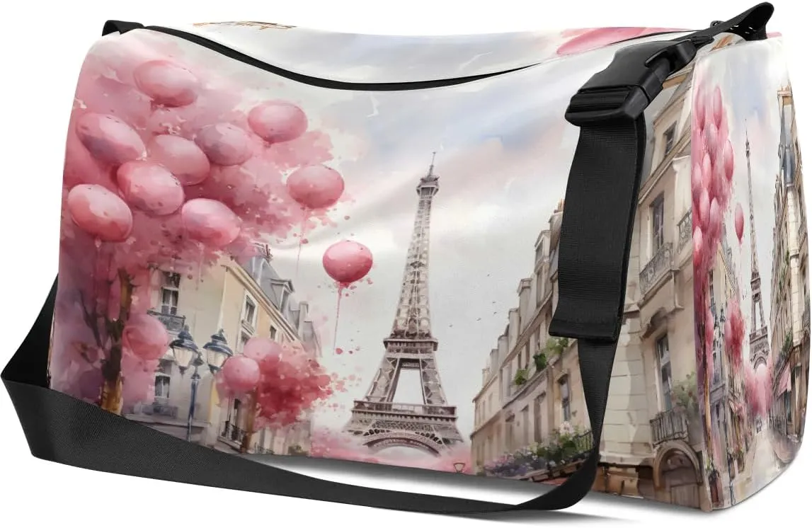 Gym Bags for Men 14.8 Inch Lightweight Carry On Bags for Airplanes Waterproof Duffle Bag for Travel, Country Romance Paris Patterns