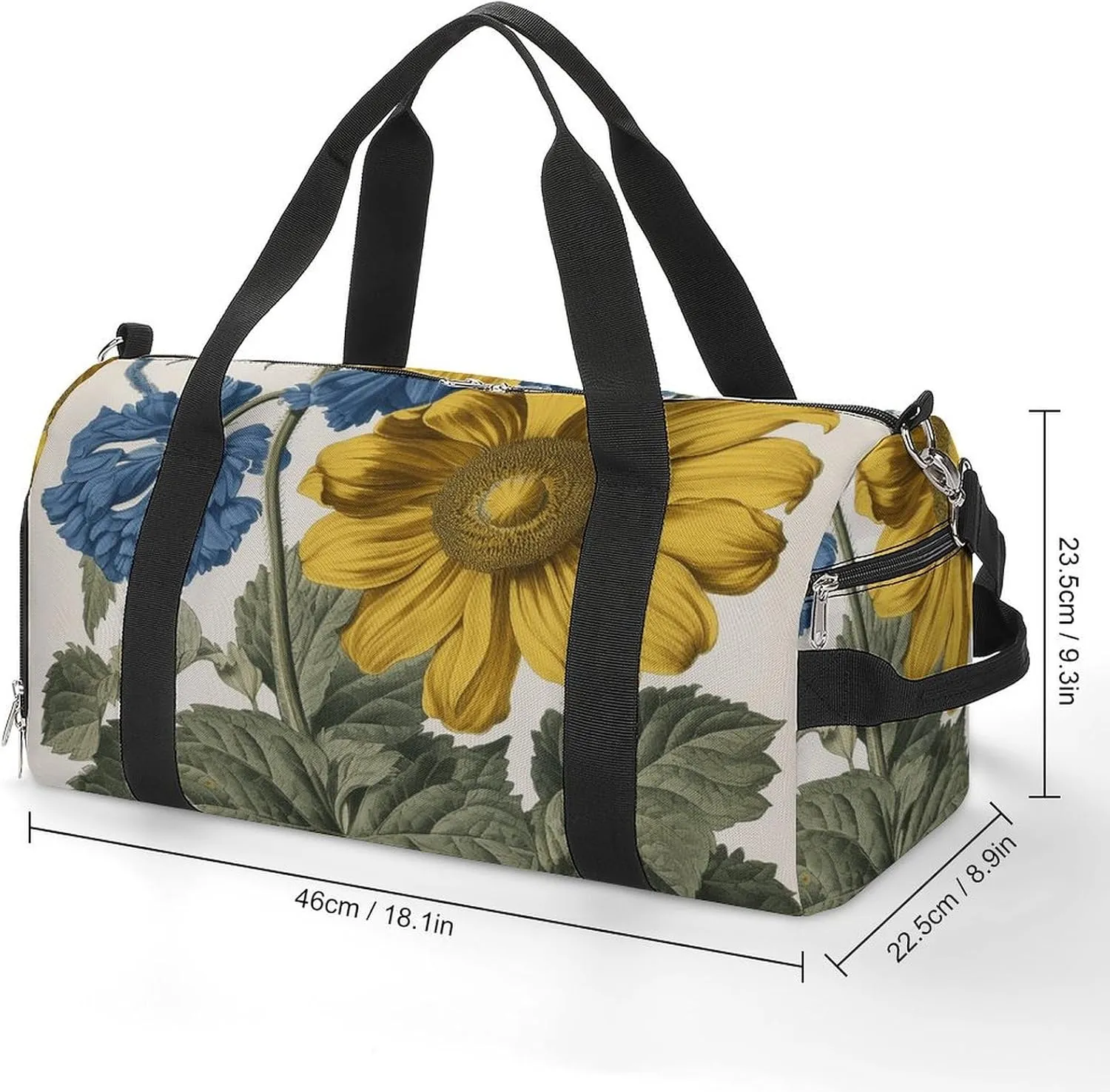 Gym Bags for Men Women A Yellow Flower Stem Duffle Bag Travel Overnight Bag with Shoe Compartment Tote Bags