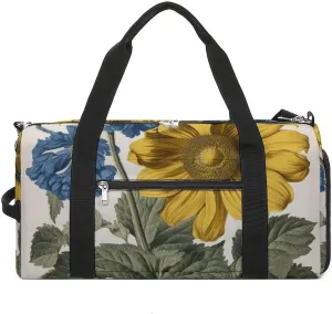 Gym Bags for Men Women A Yellow Flower Stem Duffle Bag Travel Overnight Bag with Shoe Compartment Tote Bags