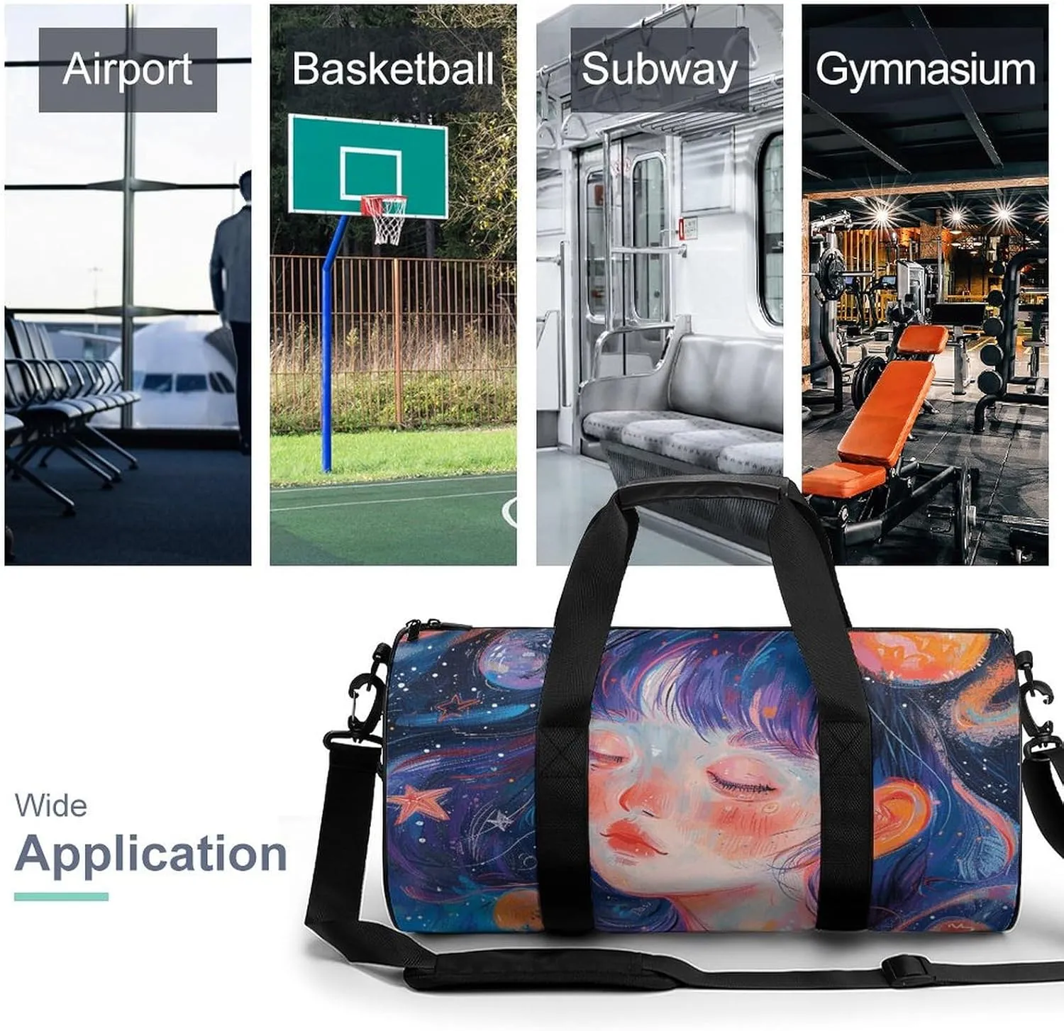 Gym Bags for Men Women Art Style Fantasy Duffle Bag Travel Overnight Bag with Shoe Compartment Tote Bags