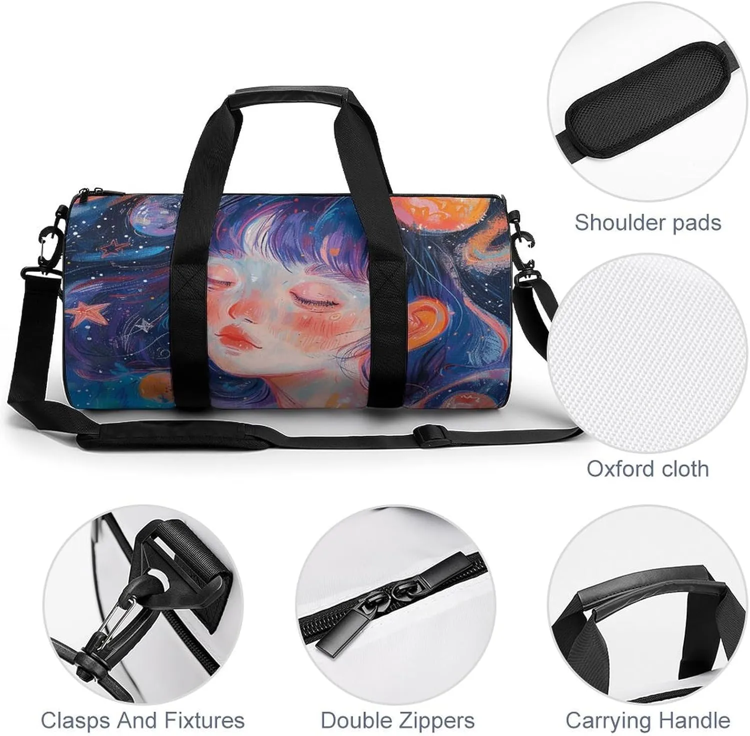 Gym Bags for Men Women Art Style Fantasy Duffle Bag Travel Overnight Bag with Shoe Compartment Tote Bags