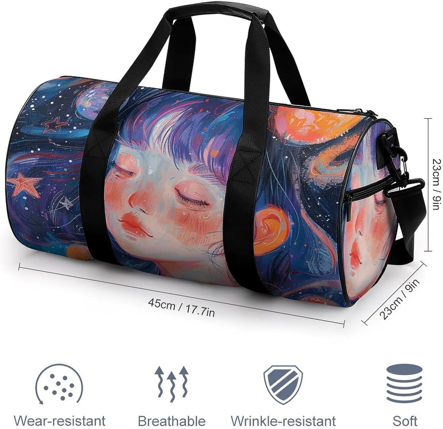 Gym Bags for Men Women Art Style Fantasy Duffle Bag Travel Overnight Bag with Shoe Compartment Tote Bags