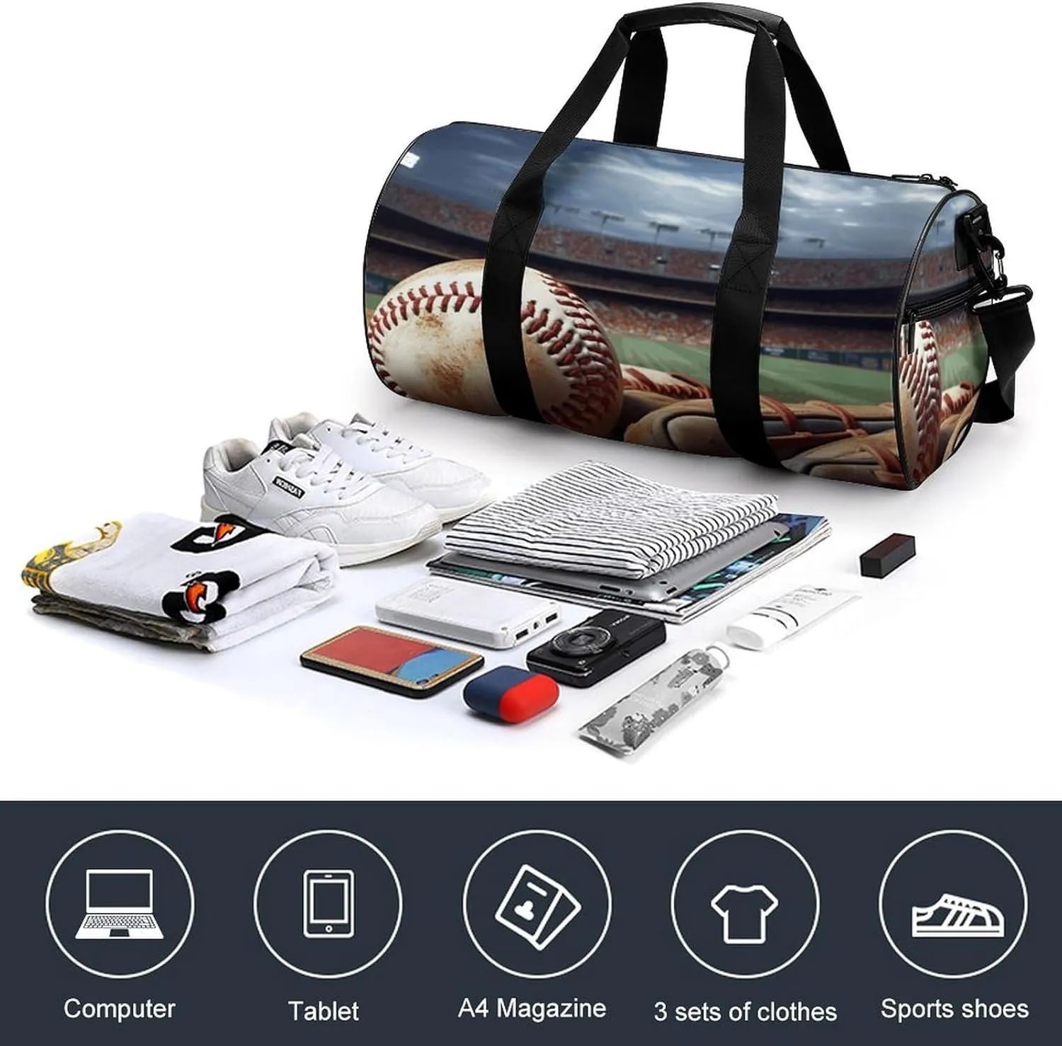 Gym Bags for Men Women Baseball Duffle Bag Travel Overnight Bag with Shoe Compartment Tote Bags