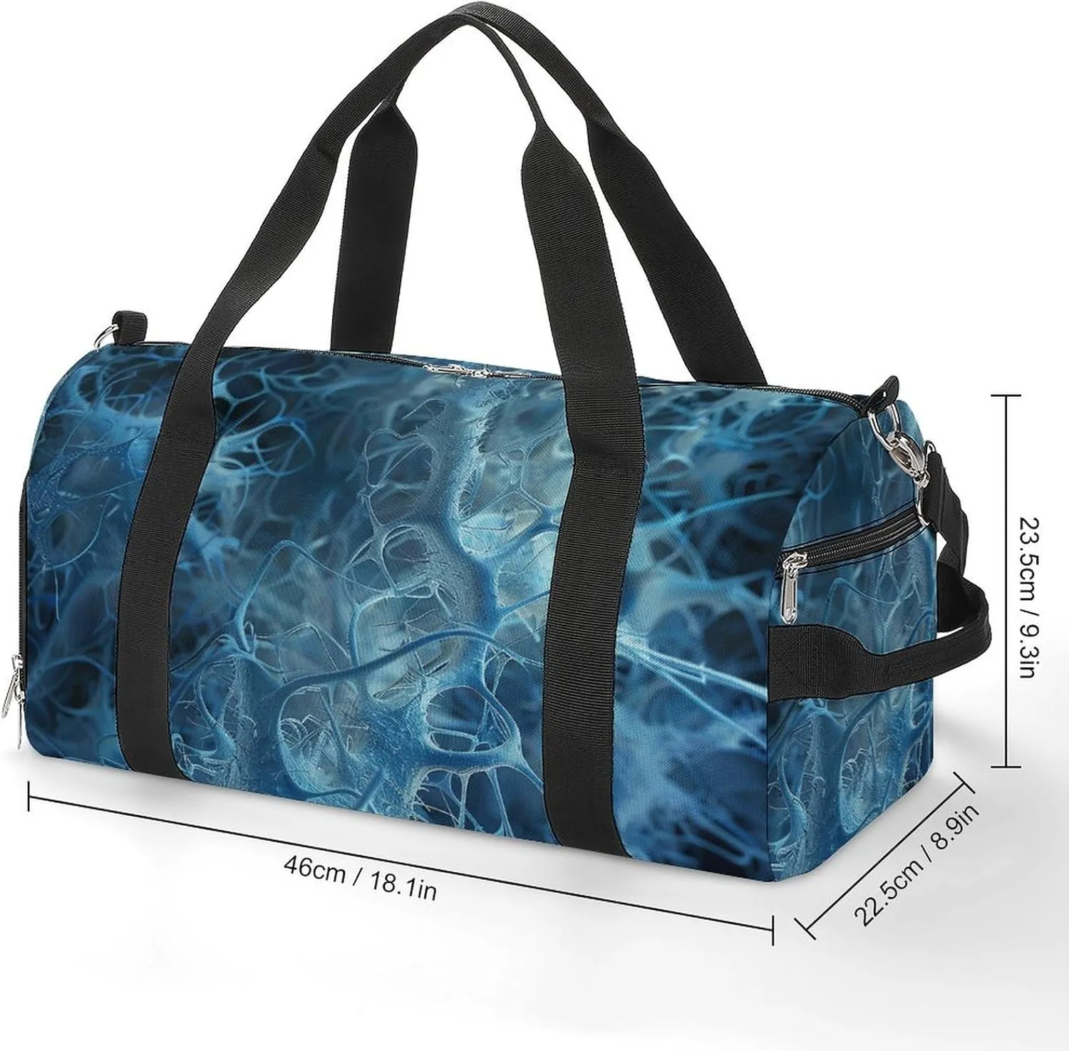 Gym Bags for Men Women Blue Neuron Picture Duffle Bag Travel Overnight Bag with Shoe Compartment Tote Bags
