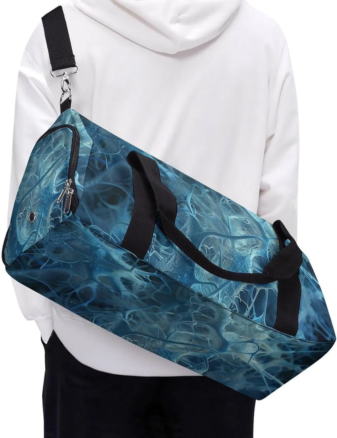 Gym Bags for Men Women Blue Neuron Picture Duffle Bag Travel Overnight Bag with Shoe Compartment Tote Bags