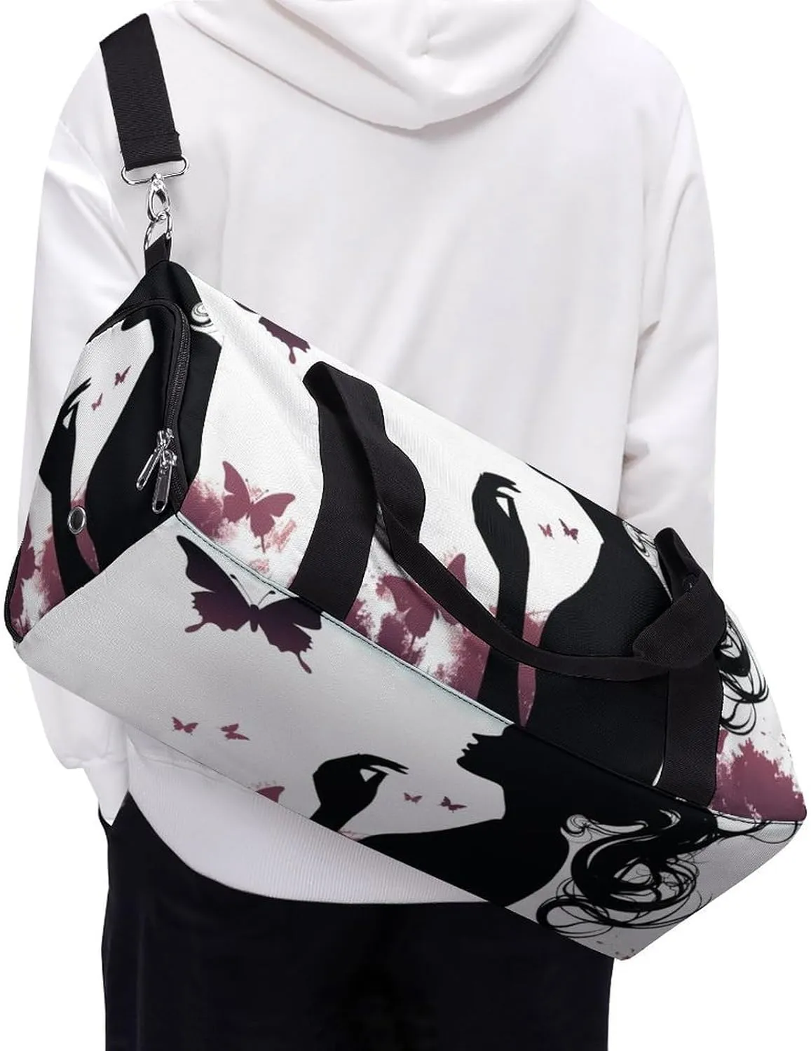 Gym Bags for Men Women Butterfly Woman Duffle Bag Travel Overnight Bag with Shoe Compartment Tote Bags