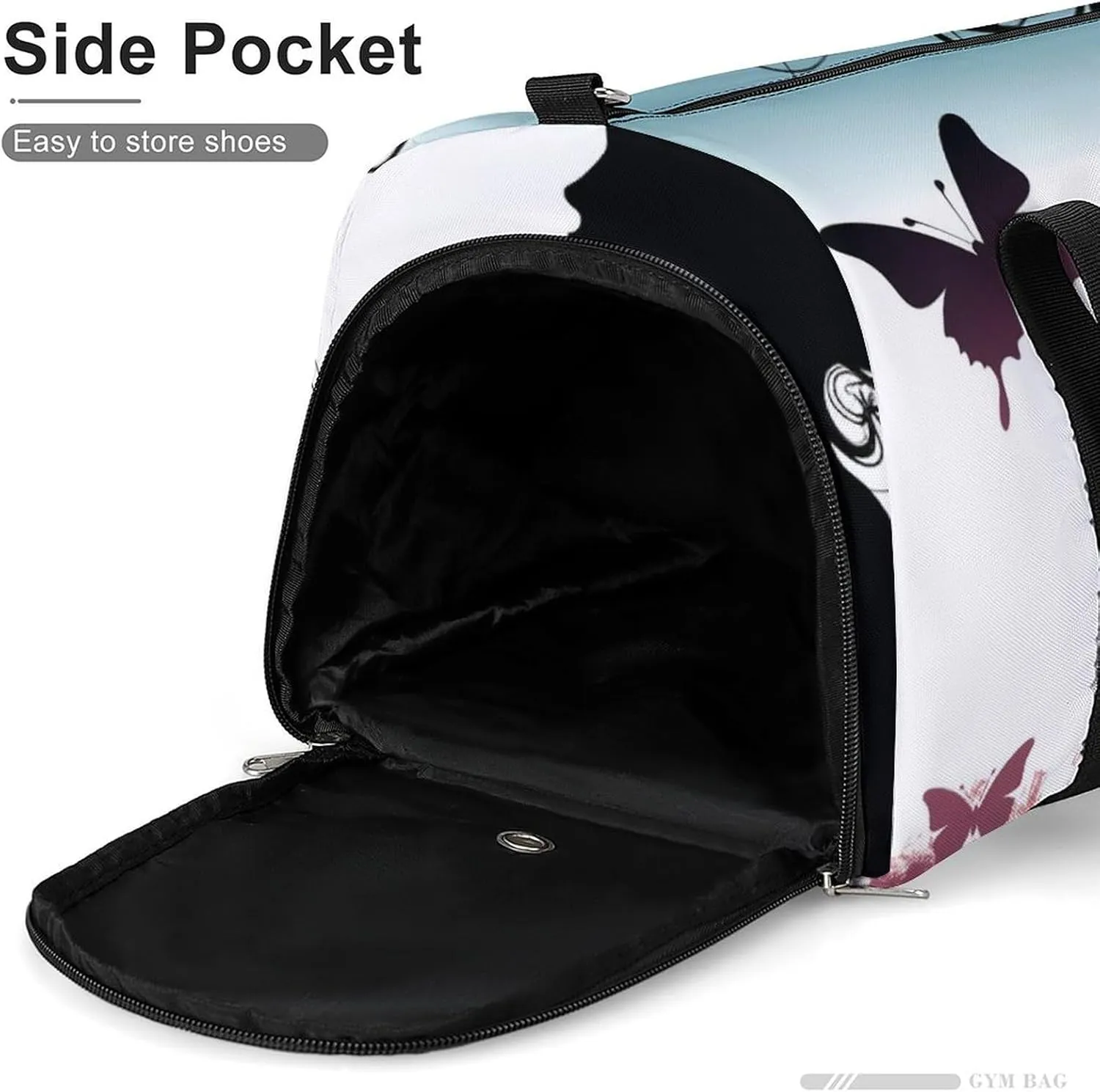 Gym Bags for Men Women Butterfly Woman Duffle Bag Travel Overnight Bag with Shoe Compartment Tote Bags