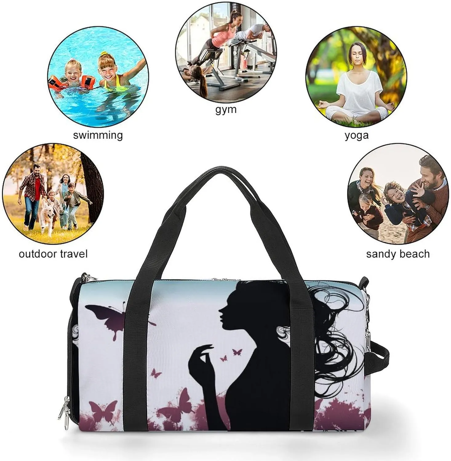 Gym Bags for Men Women Butterfly Woman Duffle Bag Travel Overnight Bag with Shoe Compartment Tote Bags