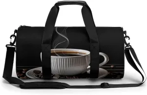 Gym Bags for Men Women Coffee Cup And Coffee Beans Duffle Bag Travel Overnight Bag with Shoe Compartment Tote Bags