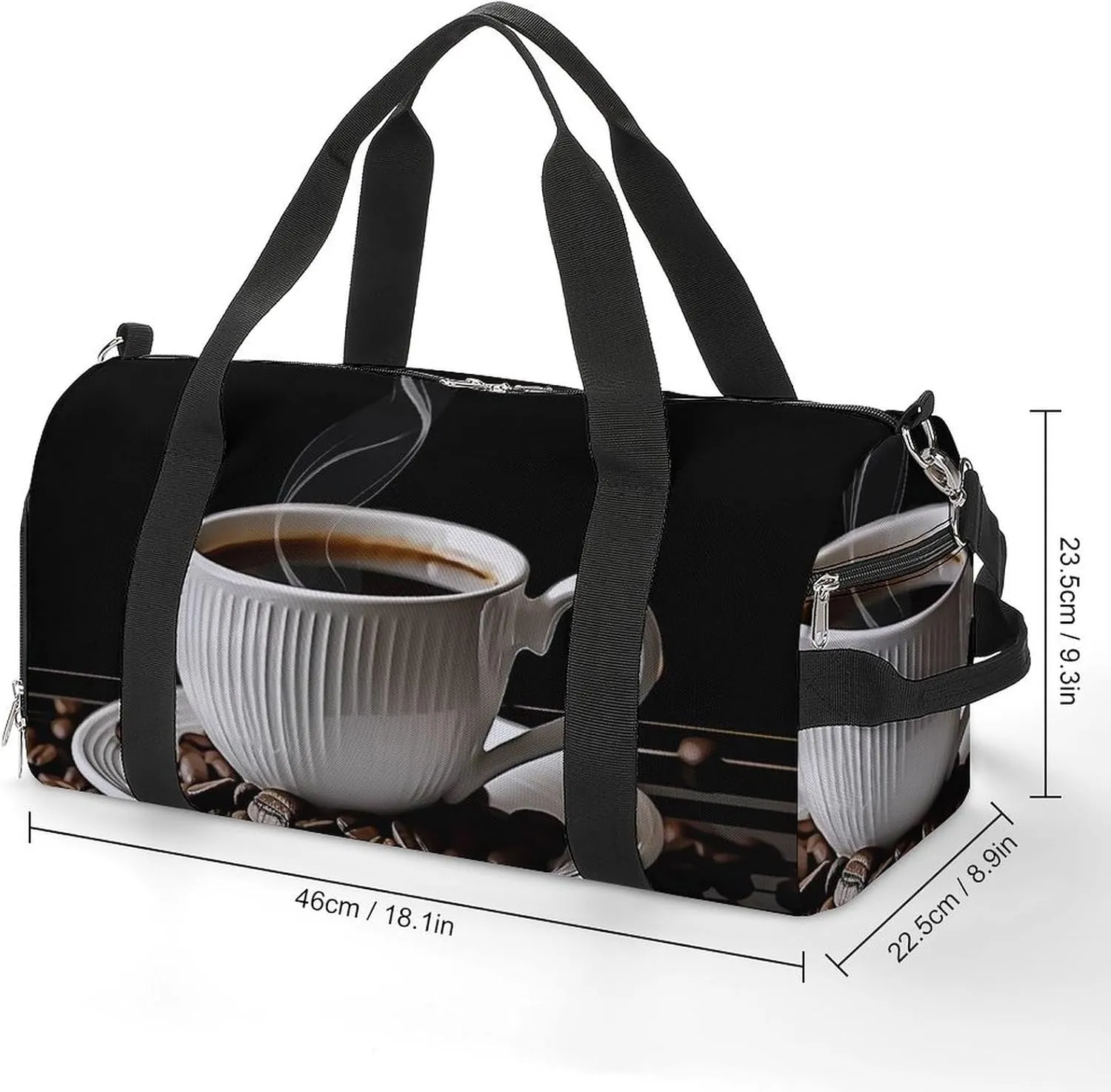 Gym Bags for Men Women Coffee Cup And Coffee Beans Duffle Bag Travel Overnight Bag with Shoe Compartment Tote Bags
