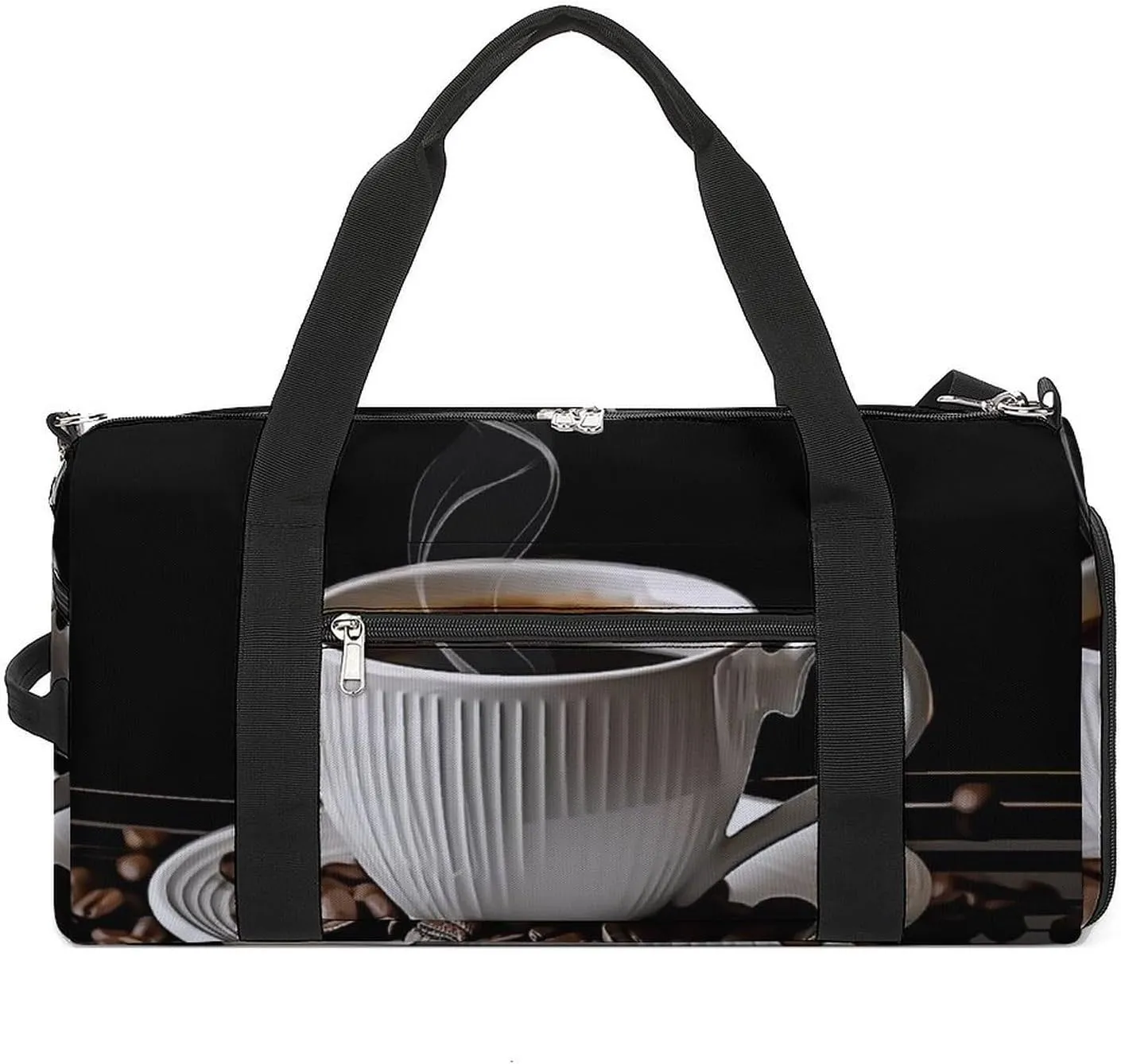 Gym Bags for Men Women Coffee Cup And Coffee Beans Duffle Bag Travel Overnight Bag with Shoe Compartment Tote Bags