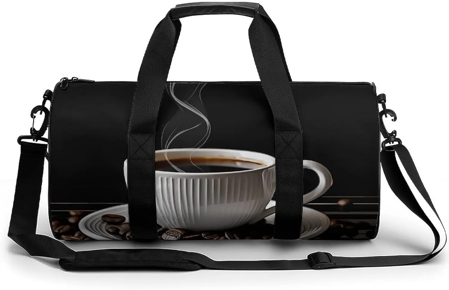 Gym Bags for Men Women Coffee Cup And Coffee Beans Duffle Bag Travel Overnight Bag with Shoe Compartment Tote Bags