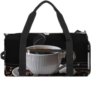 Gym Bags for Men Women Coffee Cup And Coffee Beans Duffle Bag Travel Overnight Bag with Shoe Compartment Tote Bags