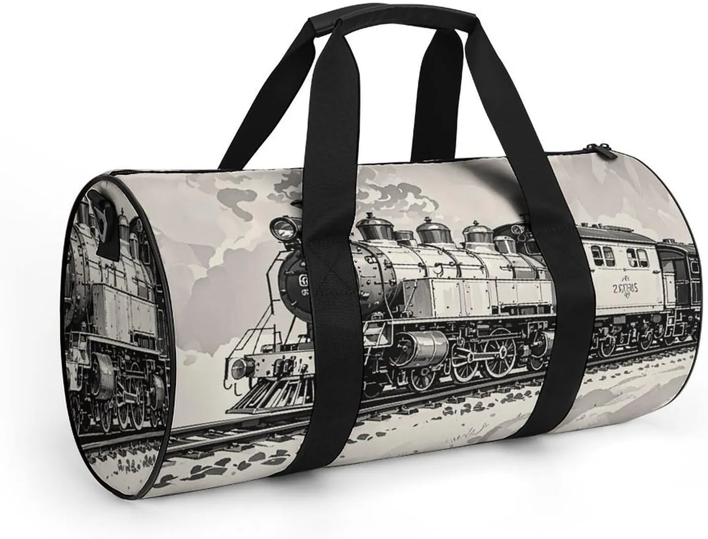 Gym Bags for Men Women Country Railway Train Duffle Bag Travel Overnight Bag with Shoe Compartment Tote Bags