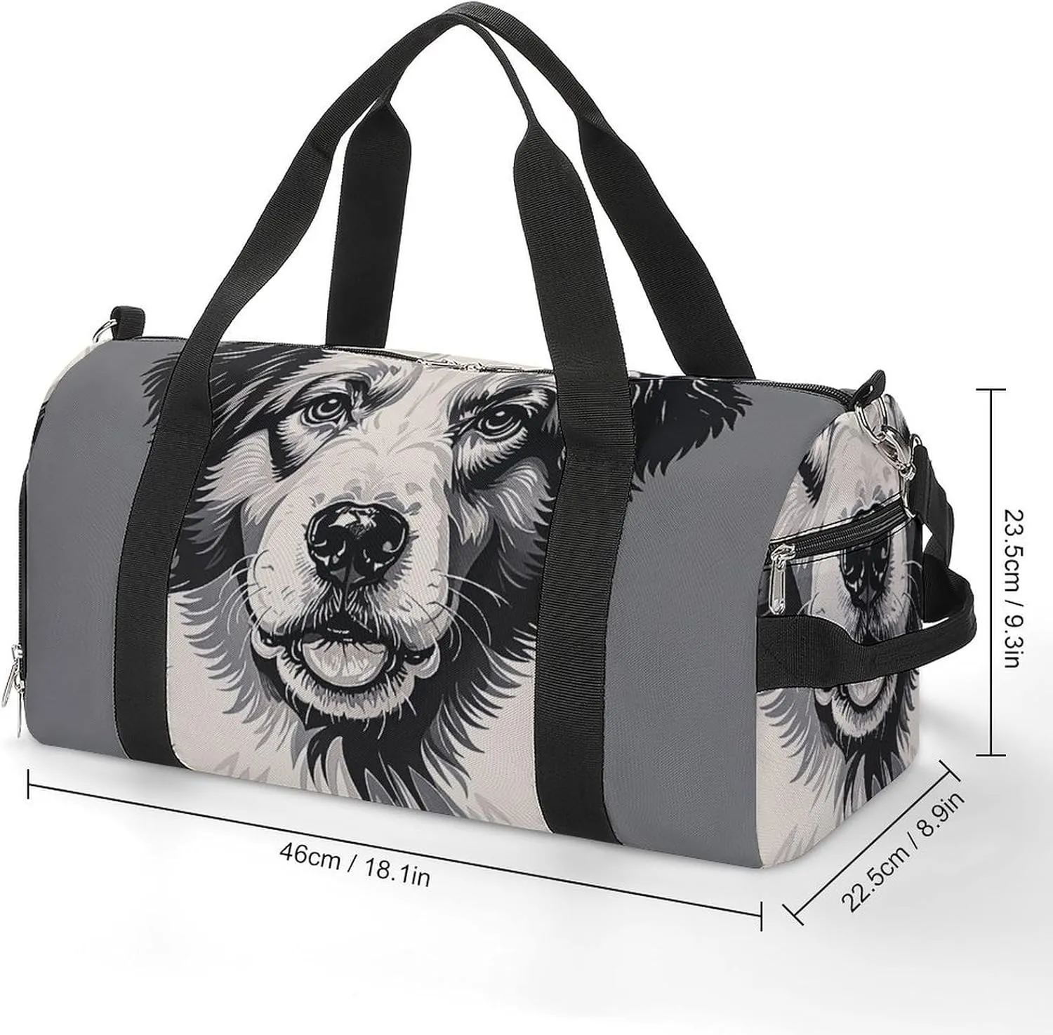 Gym Bags for Men Women Cute Collie Sheepdog Duffle Bag Travel Overnight Bag with Shoe Compartment Tote Bags