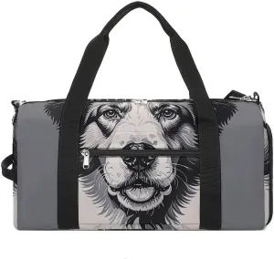 Gym Bags for Men Women Cute Collie Sheepdog Duffle Bag Travel Overnight Bag with Shoe Compartment Tote Bags