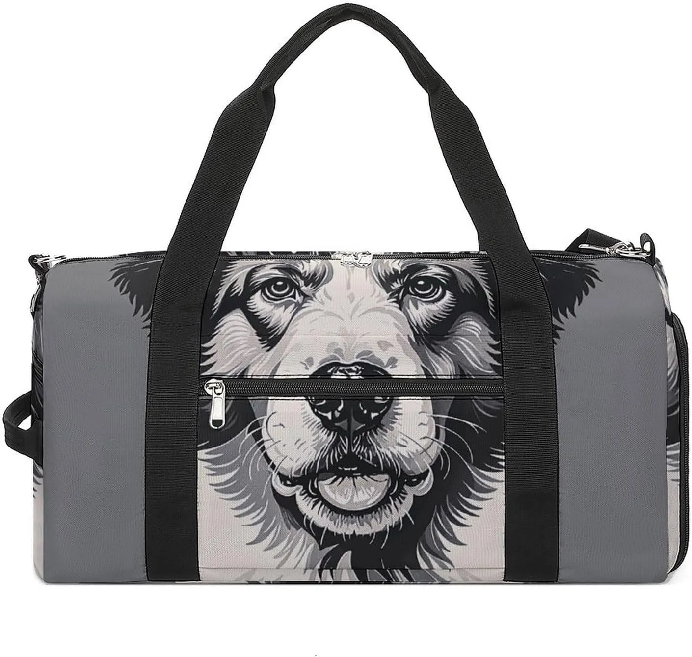 Gym Bags for Men Women Cute Collie Sheepdog Duffle Bag Travel Overnight Bag with Shoe Compartment Tote Bags