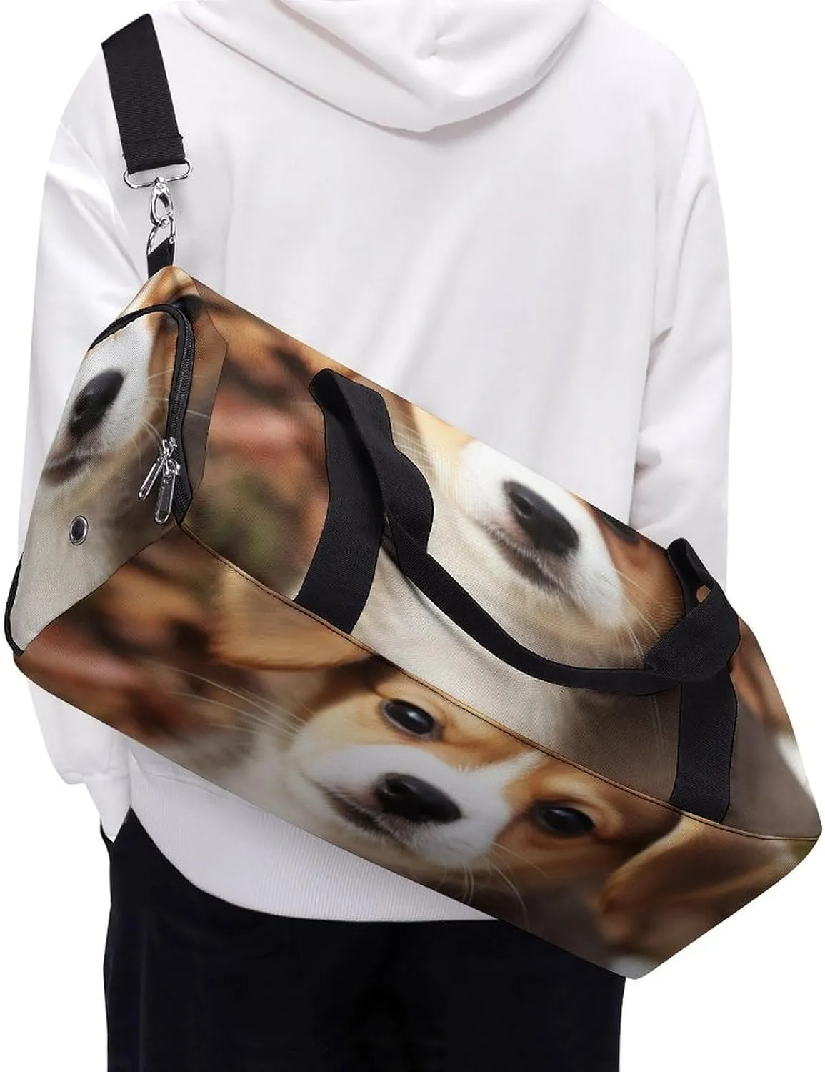 Gym Bags for Men Women Cute Dog Duffle Bag Travel Overnight Bag with Shoe Compartment Tote Bags