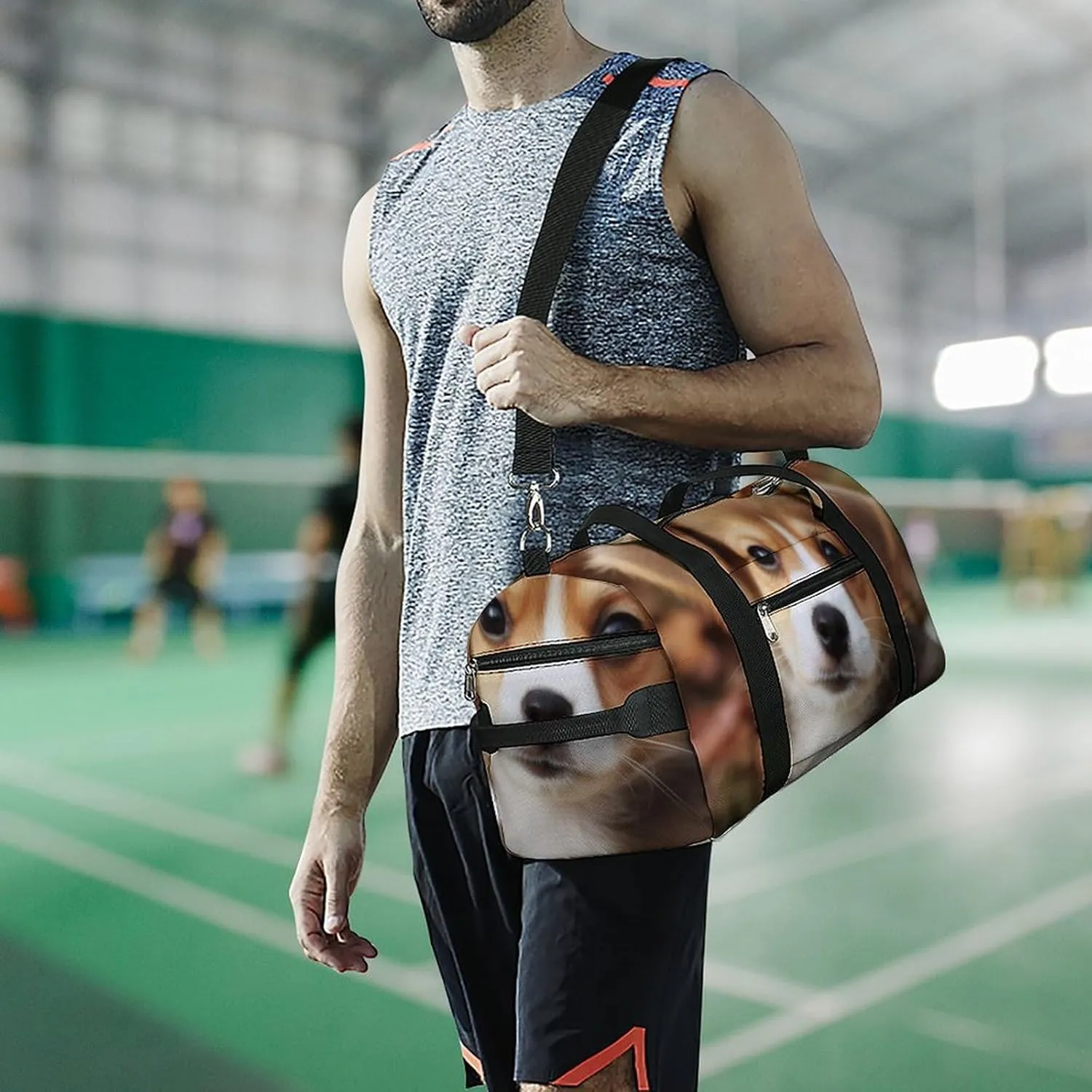 Gym Bags for Men Women Cute Dog Duffle Bag Travel Overnight Bag with Shoe Compartment Tote Bags