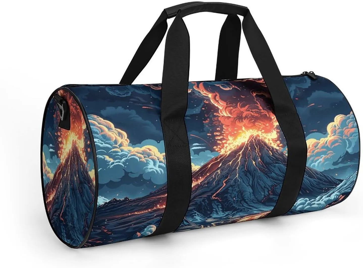 Gym Bags for Men Women Depicts A Volcano Duffle Bag Travel Overnight Bag with Shoe Compartment Tote Bags