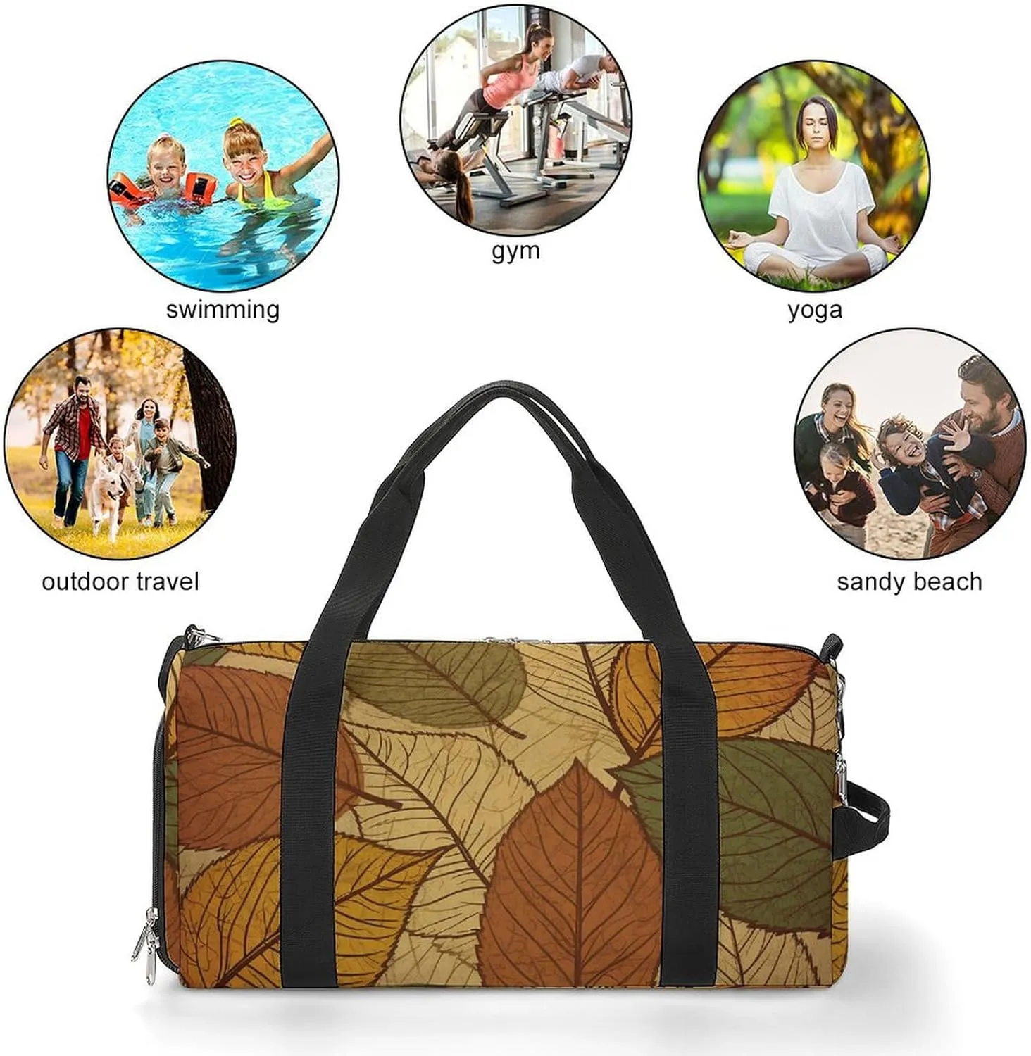 Gym Bags for Men Women Different Color Leaves Duffle Bag Travel Overnight Bag with Shoe Compartment Tote Bags