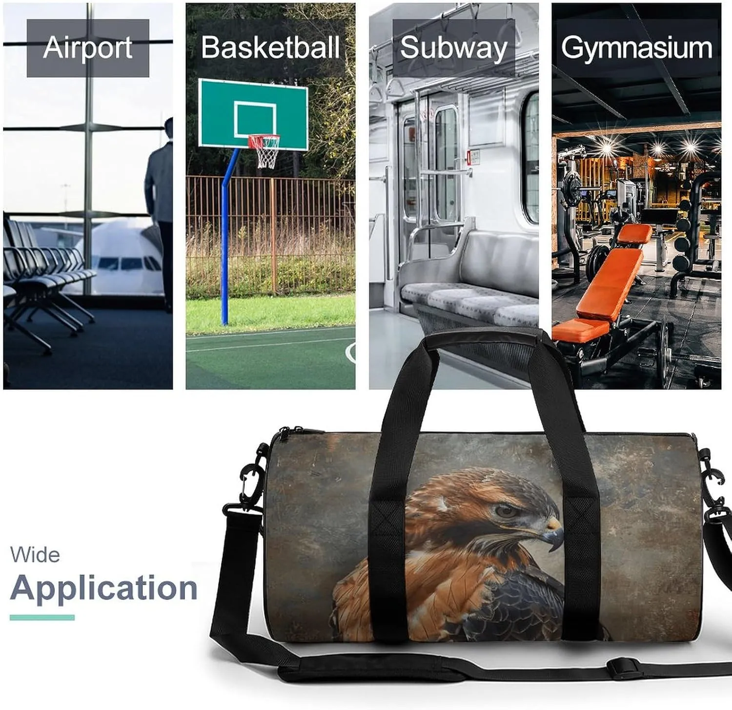 Gym Bags for Men Women Fur And Feathers Duffle Bag Travel Overnight Bag with Shoe Compartment Tote Bags