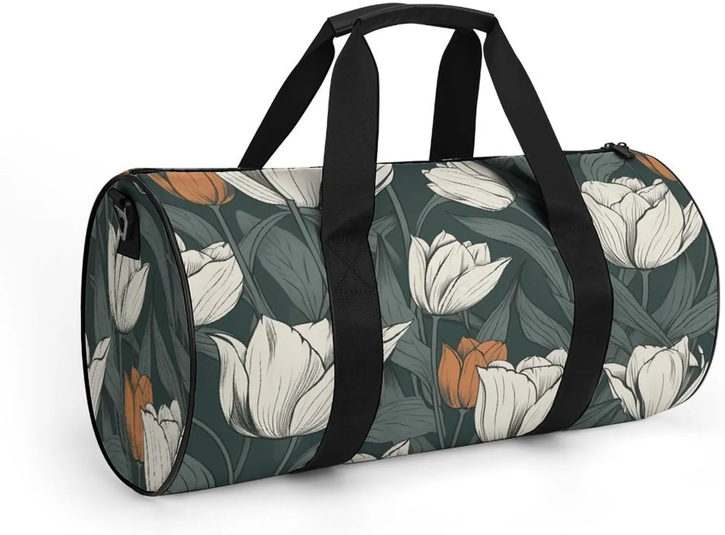 Gym Bags for Men Women Hand Drawn Flower Pattern Duffle Bag Travel Overnight Bag with Shoe Compartment Tote Bags