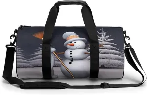 Gym Bags for Men Women Hardworking Snowman Duffle Bag Travel Overnight Bag with Shoe Compartment Tote Bags