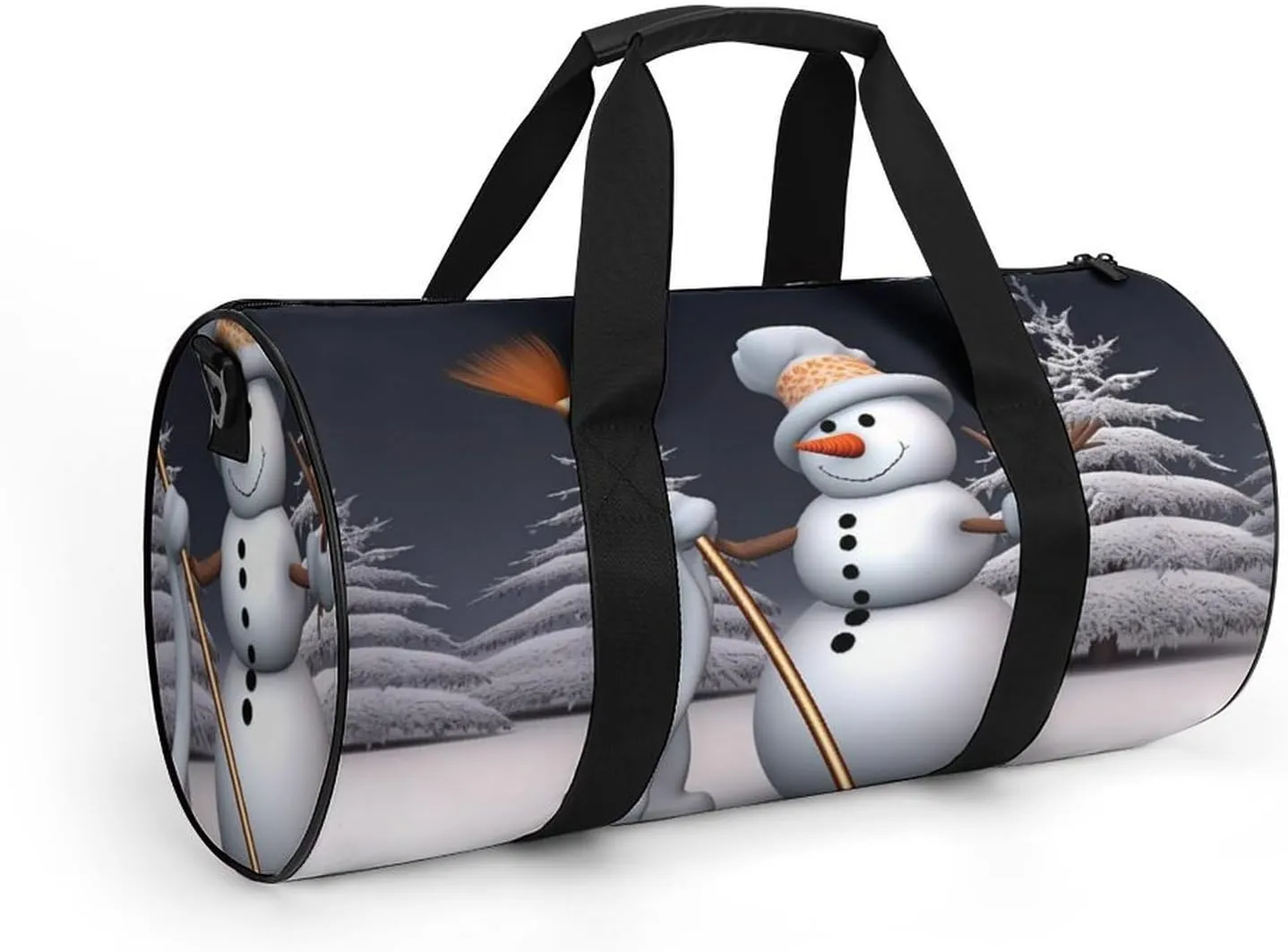 Gym Bags for Men Women Hardworking Snowman Duffle Bag Travel Overnight Bag with Shoe Compartment Tote Bags