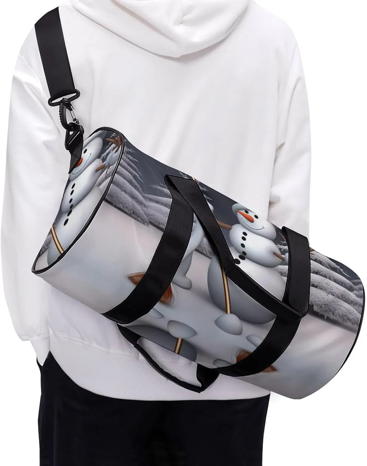Gym Bags for Men Women Hardworking Snowman Duffle Bag Travel Overnight Bag with Shoe Compartment Tote Bags