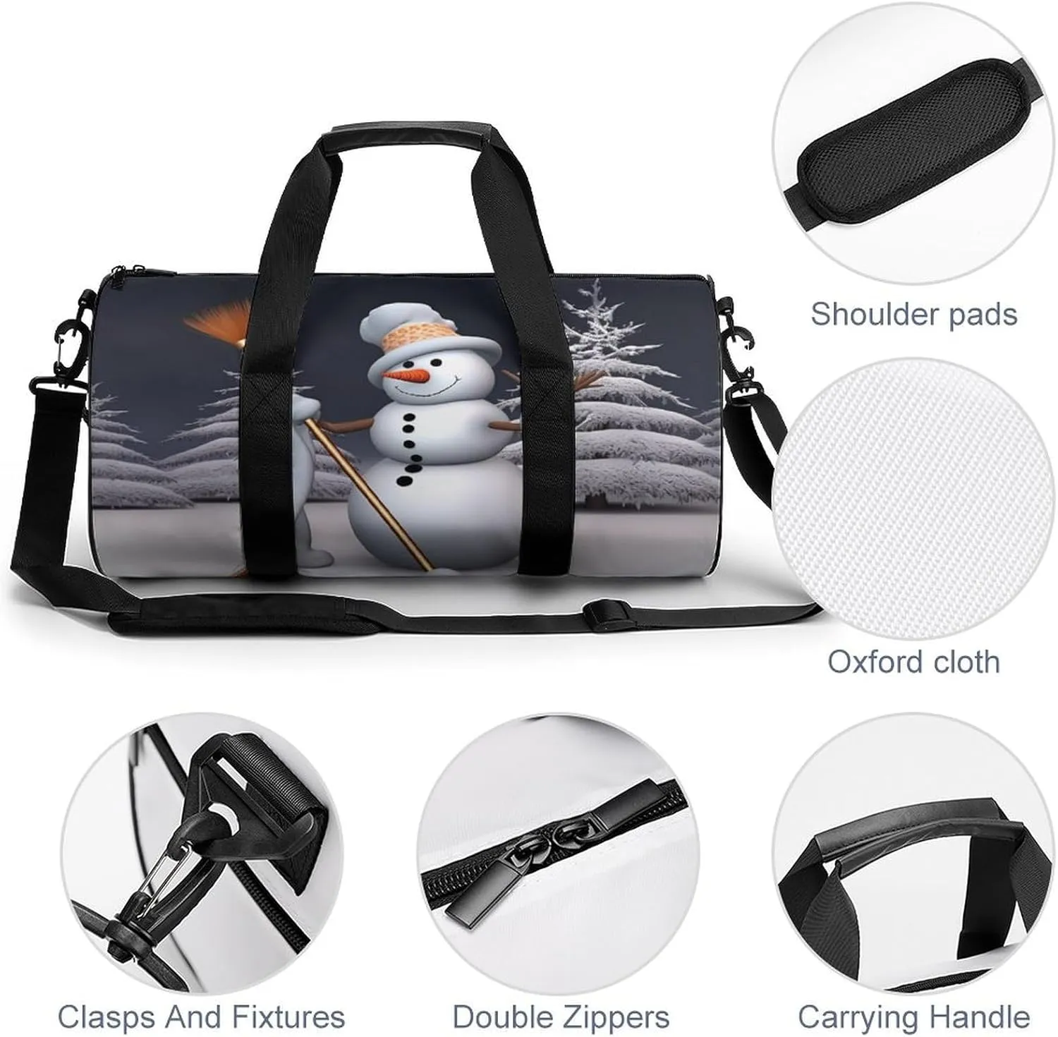 Gym Bags for Men Women Hardworking Snowman Duffle Bag Travel Overnight Bag with Shoe Compartment Tote Bags