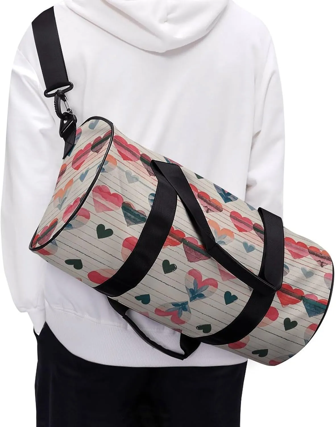 Gym Bags for Men Women Heart Romance Duffle Bag Travel Overnight Bag with Shoe Compartment Tote Bags