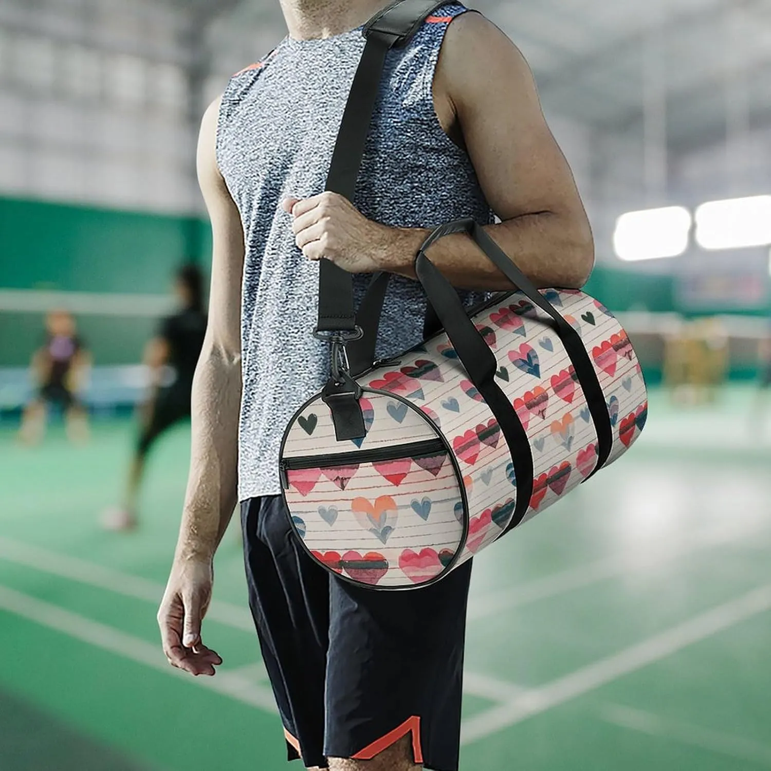 Gym Bags for Men Women Heart Romance Duffle Bag Travel Overnight Bag with Shoe Compartment Tote Bags