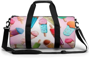 Gym Bags for Men Women Many Colored Ice Cream Duffle Bag Travel Overnight Bag with Shoe Compartment Tote Bags