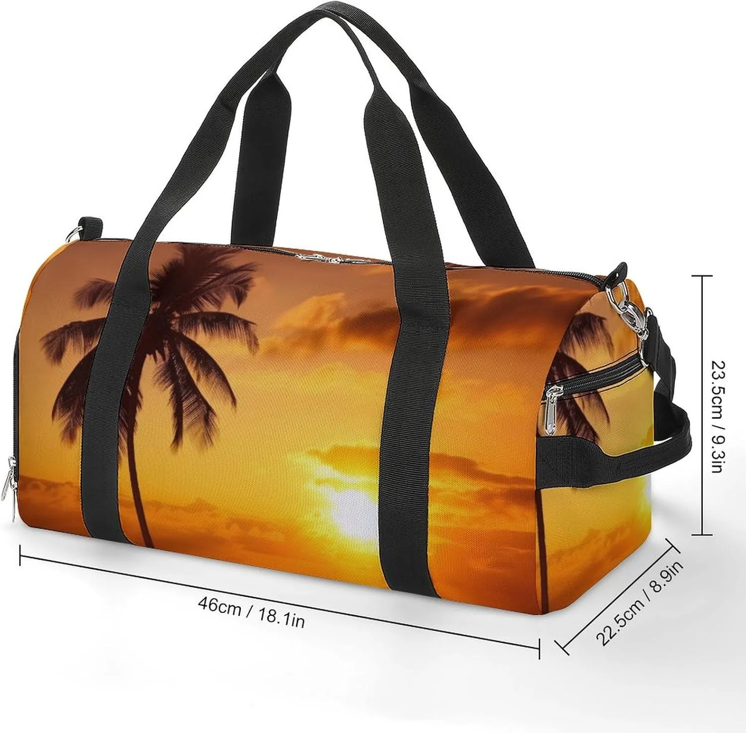 Gym Bags for Men Women Palm Tree Sunset Duffle Bag Travel Overnight Bag with Shoe Compartment Tote Bags