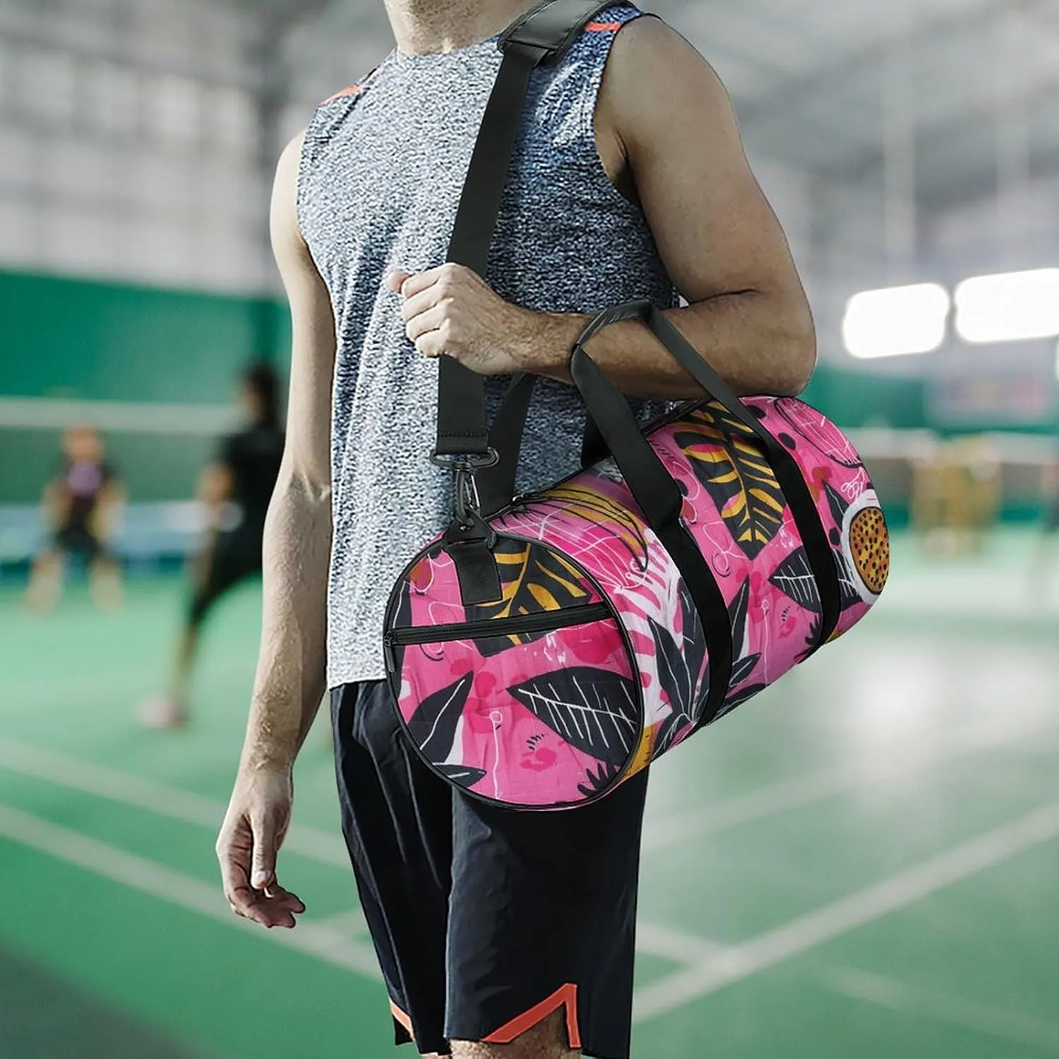 Gym Bags for Men Women Peach Line Style Duffle Bag Travel Overnight Bag with Shoe Compartment Tote Bags