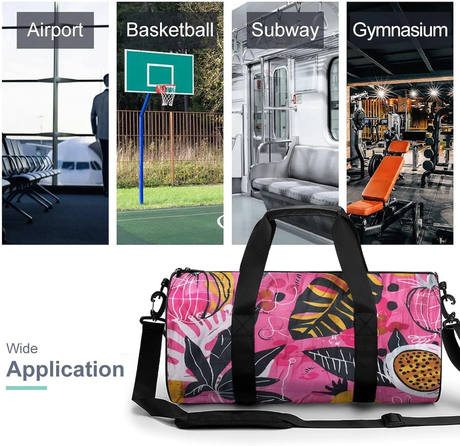 Gym Bags for Men Women Peach Line Style Duffle Bag Travel Overnight Bag with Shoe Compartment Tote Bags