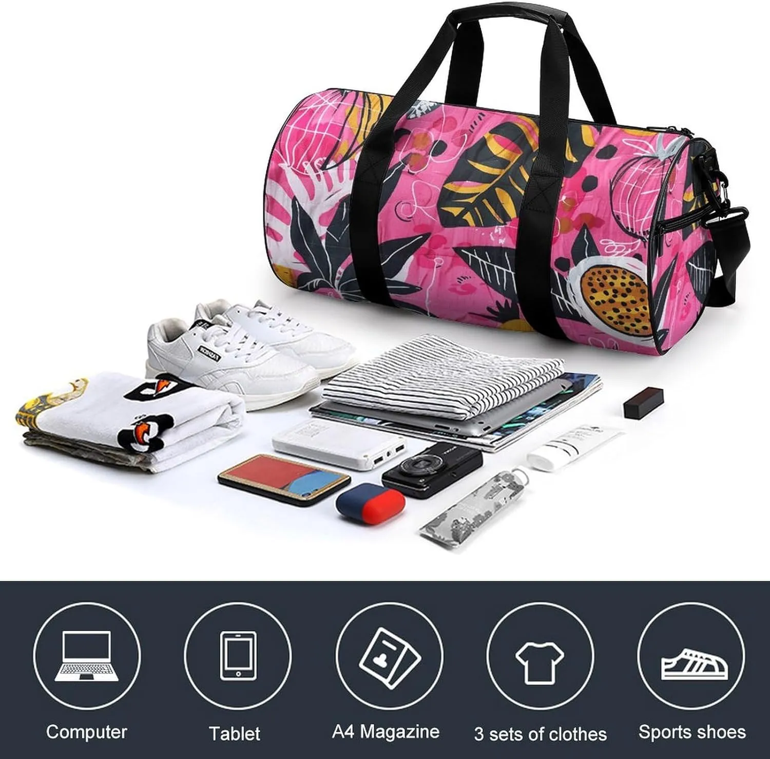 Gym Bags for Men Women Peach Line Style Duffle Bag Travel Overnight Bag with Shoe Compartment Tote Bags