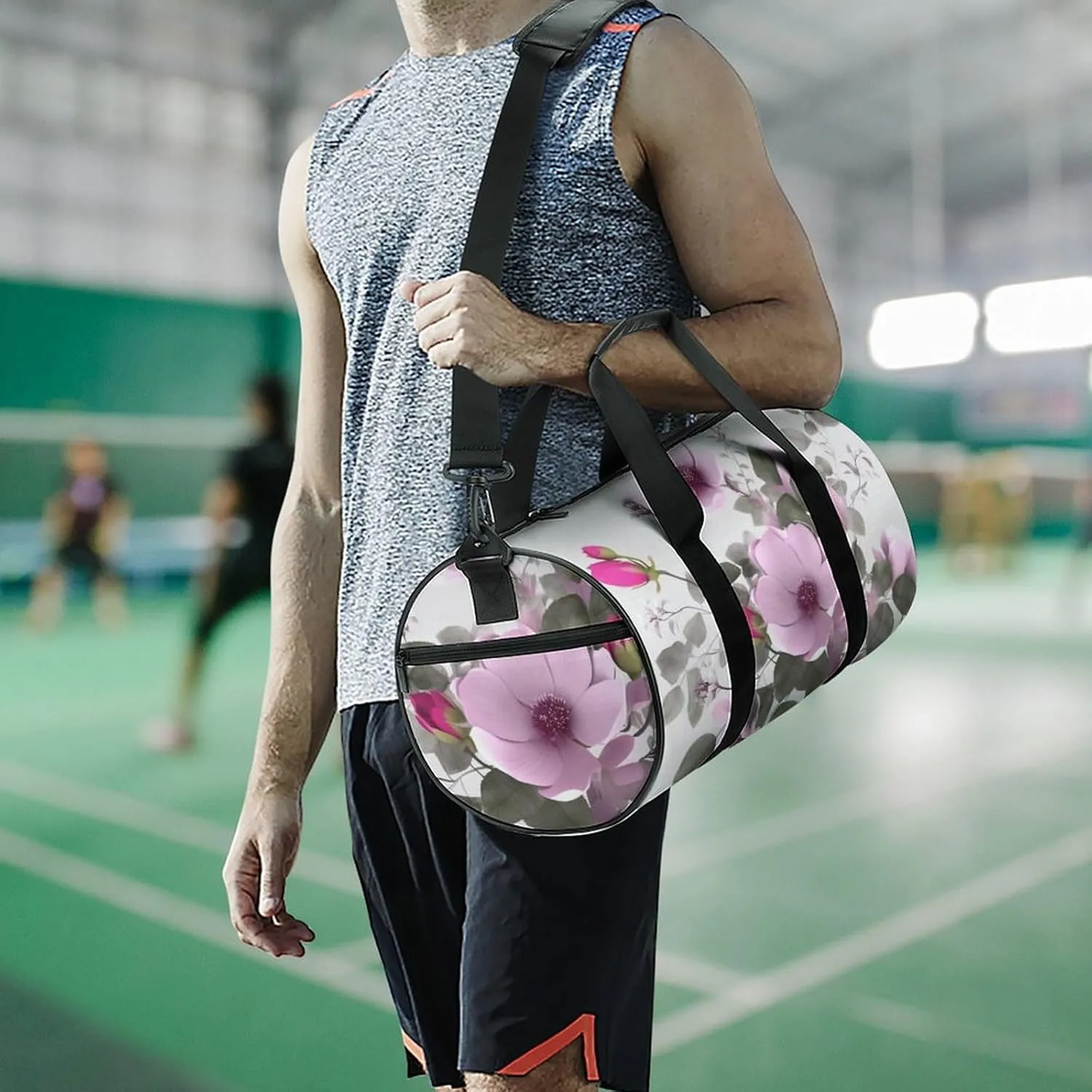 Gym Bags for Men Women Plant Floral Flowers Duffle Bag Travel Overnight Bag with Shoe Compartment Tote Bags