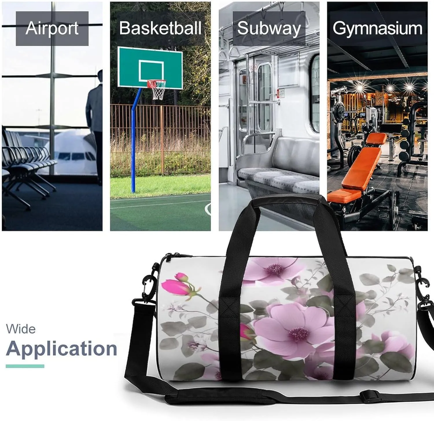 Gym Bags for Men Women Plant Floral Flowers Duffle Bag Travel Overnight Bag with Shoe Compartment Tote Bags