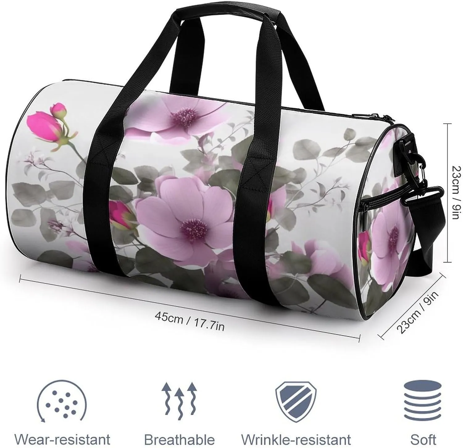 Gym Bags for Men Women Plant Floral Flowers Duffle Bag Travel Overnight Bag with Shoe Compartment Tote Bags