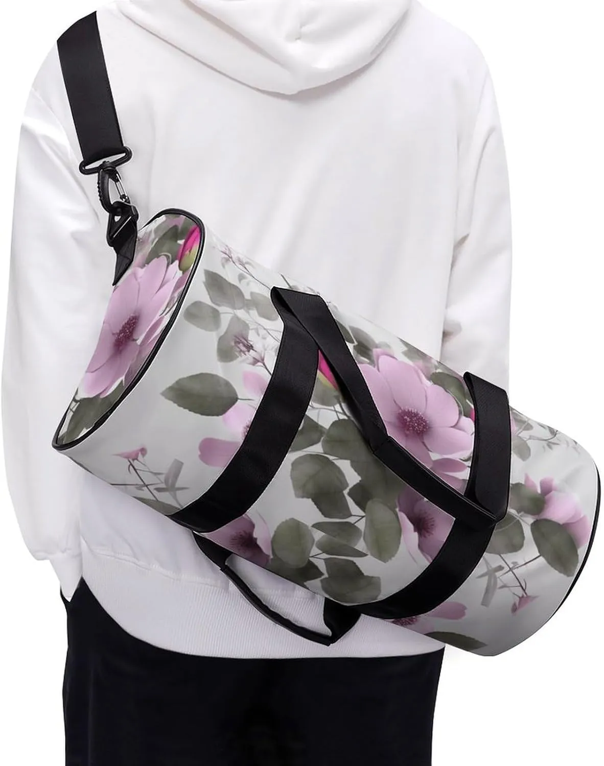 Gym Bags for Men Women Plant Floral Flowers Duffle Bag Travel Overnight Bag with Shoe Compartment Tote Bags