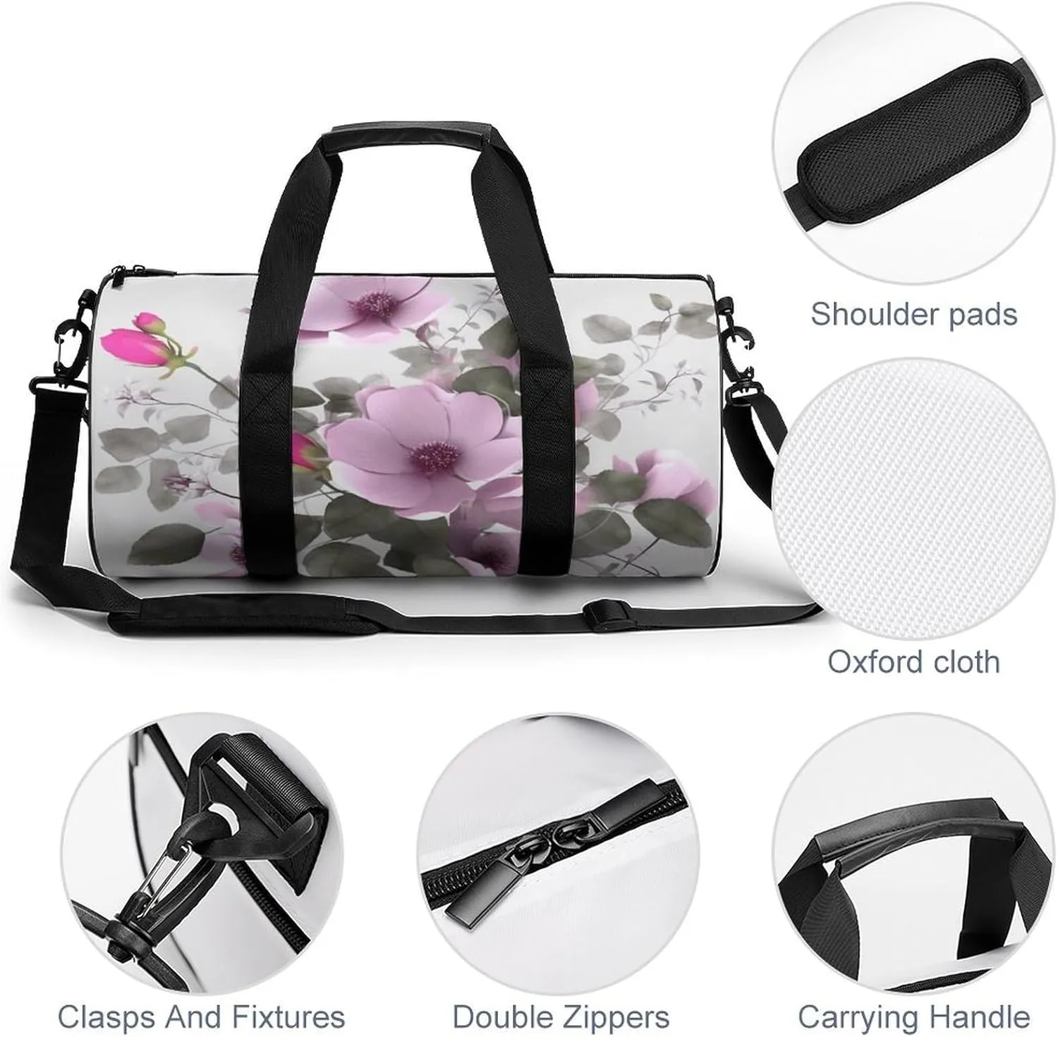 Gym Bags for Men Women Plant Floral Flowers Duffle Bag Travel Overnight Bag with Shoe Compartment Tote Bags