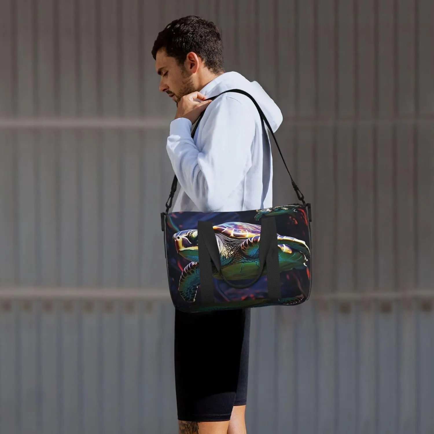 Gym Bags Small A colorful tropical sea turtle Duffel Bag Overnight Bag with Shoe Compartment Carryon Bag for Men Women