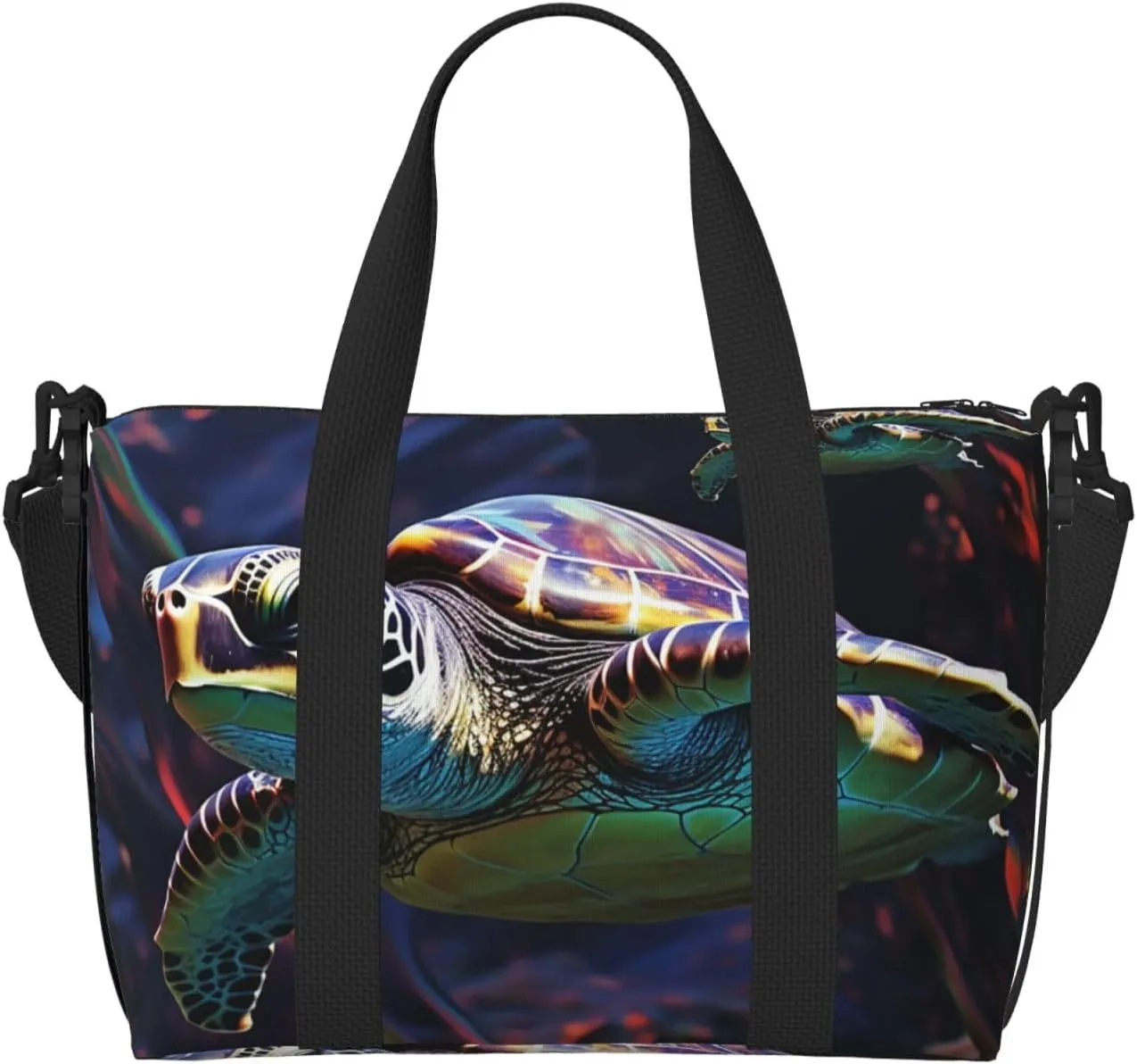 Gym Bags Small A colorful tropical sea turtle Duffel Bag Overnight Bag with Shoe Compartment Carryon Bag for Men Women